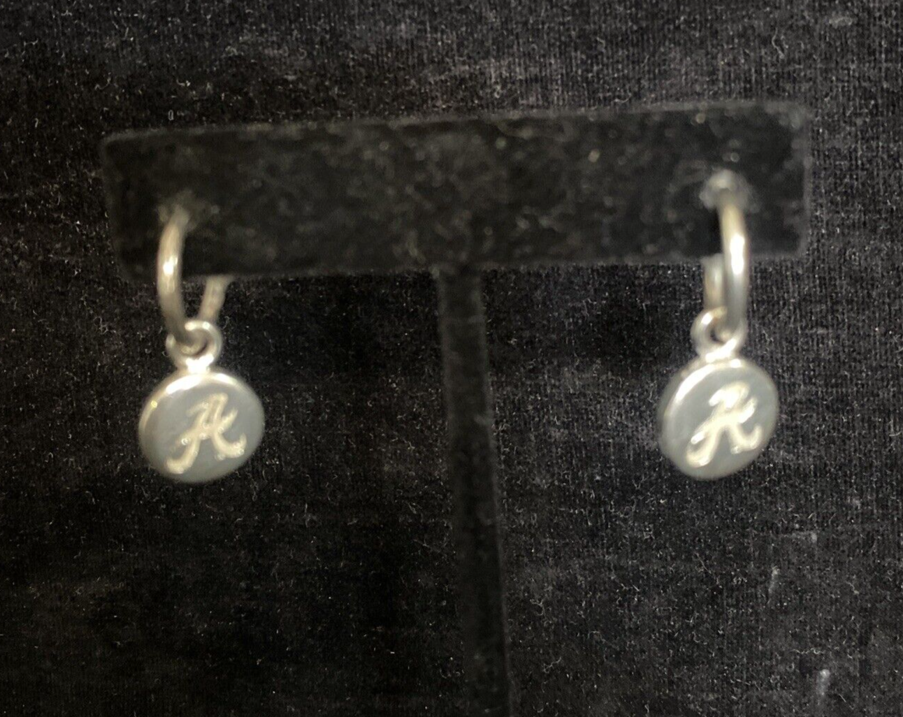 Sterling Silver 925 Dangle Drop University of Alabama "A" Earrings 7g