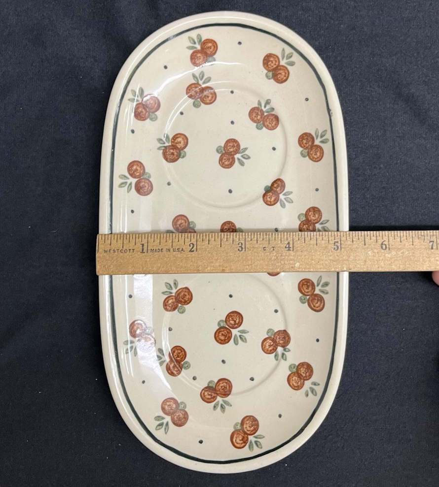 Boleslawiec Polish Pottery Sugar Bowl and Creamer Set w/ Tray, Wild Cherry