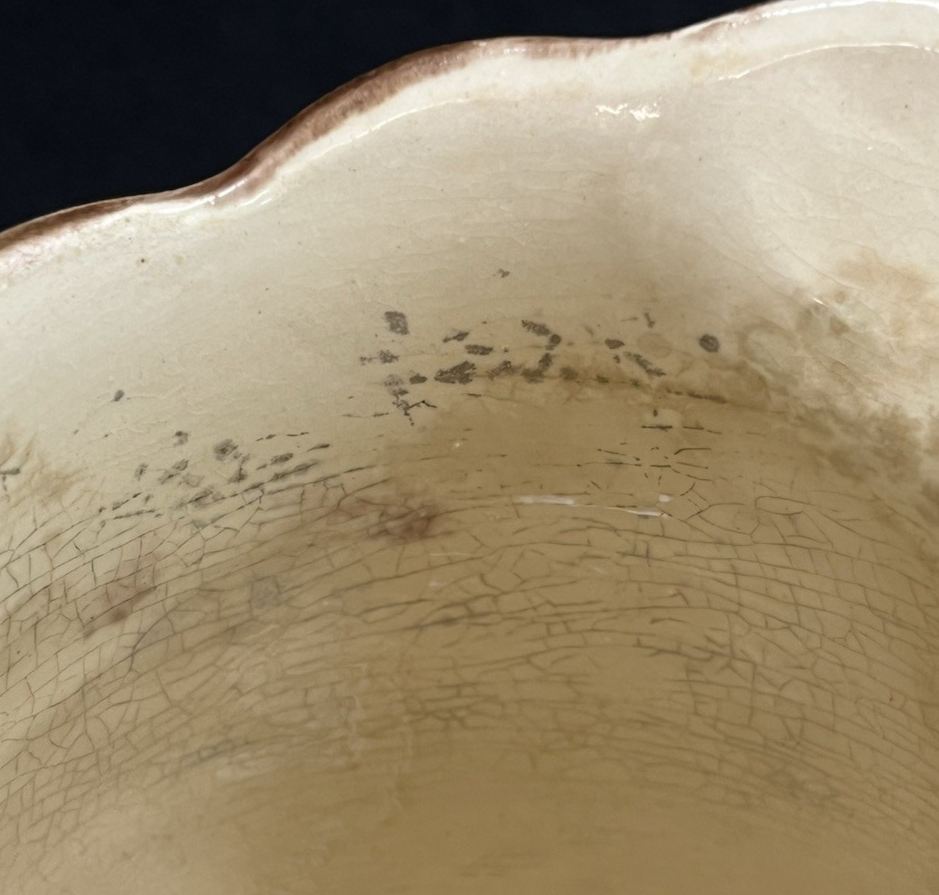 Majolica Basketweave Floral Design Brown and Yellow Jug/Pitcher 6 3/8"