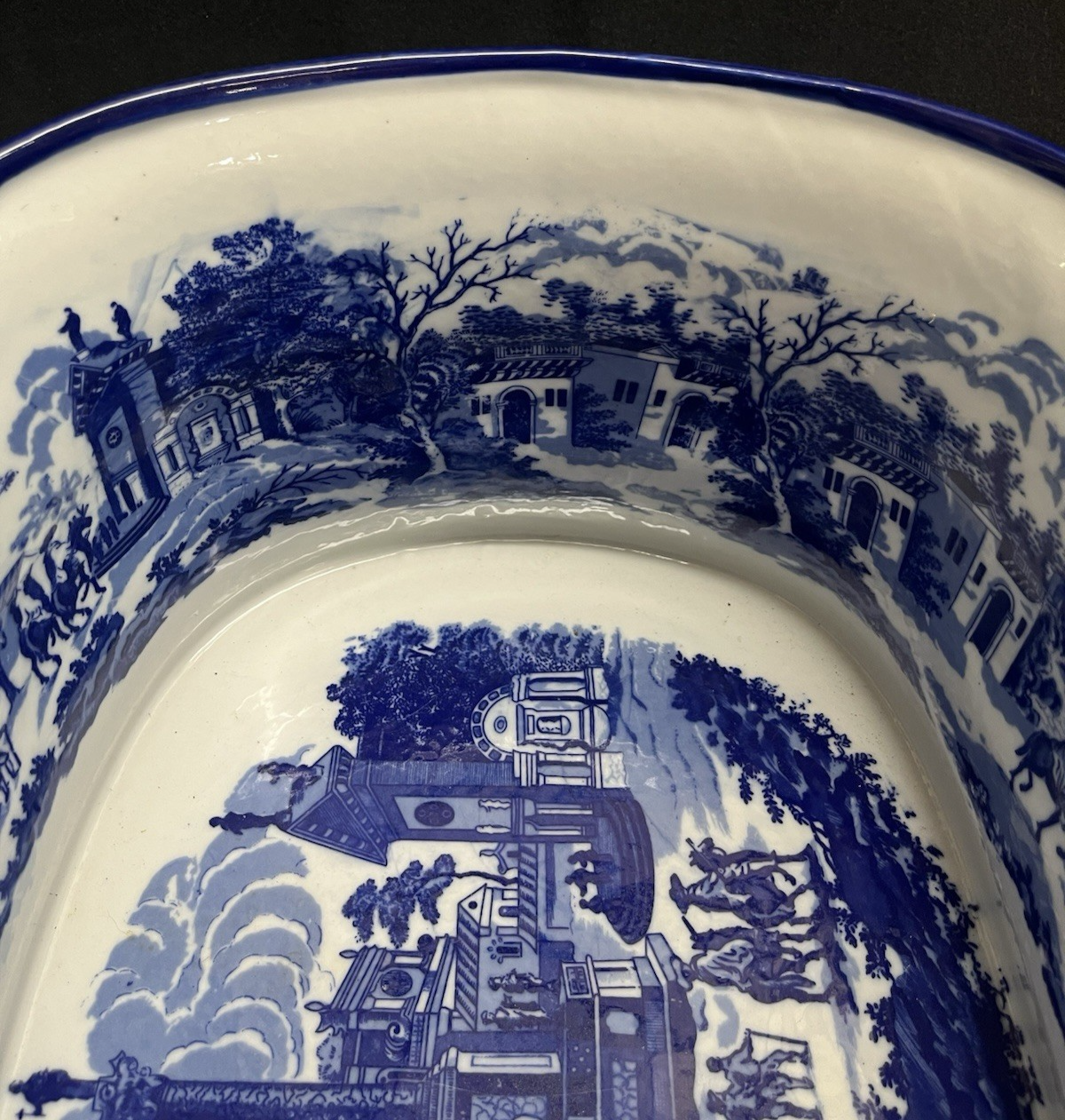 Victoria Ware Ironstone Chinoiserie Blue & White Porcelain Foot Bath 18" PB3