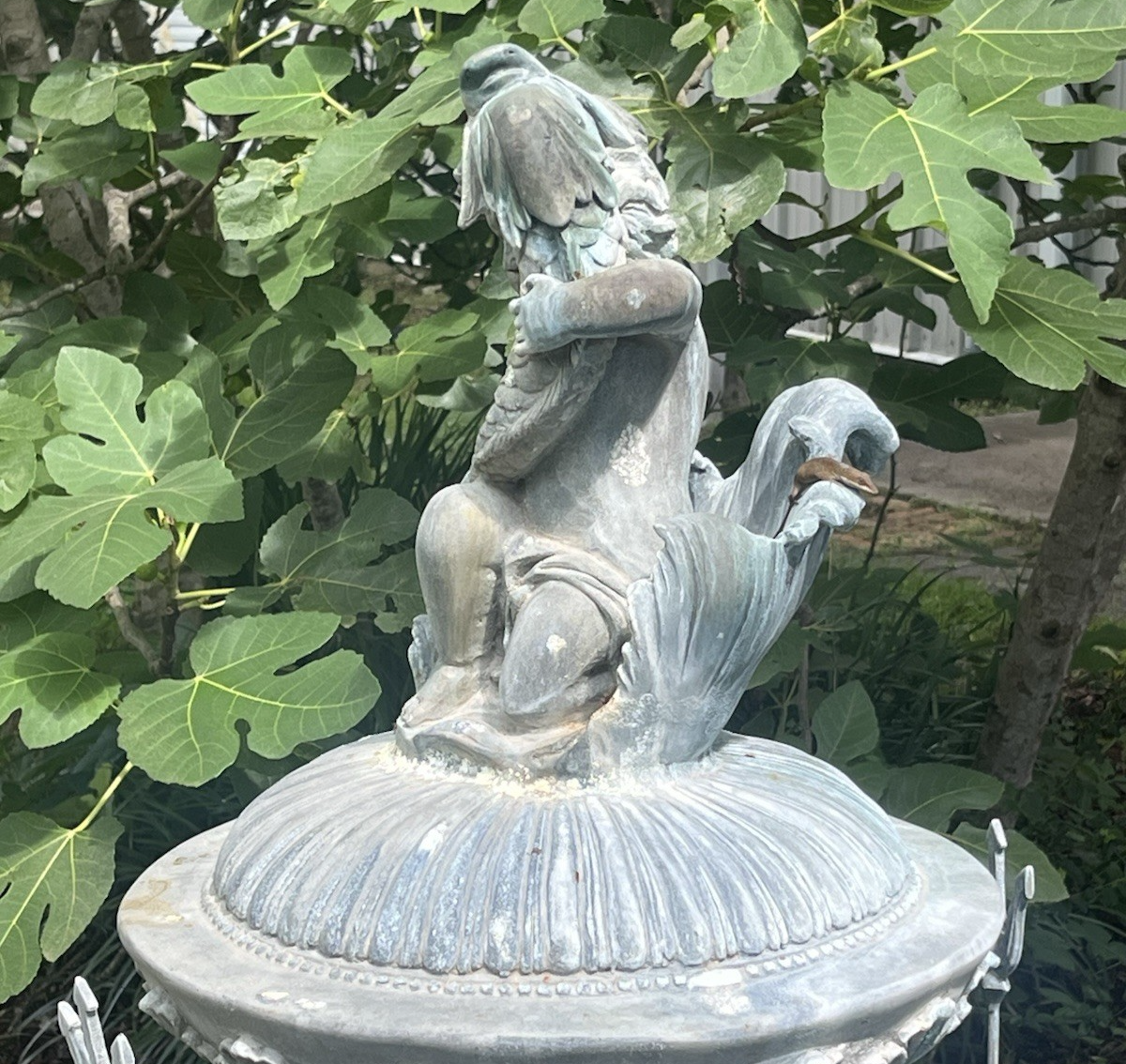 Antique Bronze Ornate Cupids and Horses Water Fountain 57" x 32" NO BASIN PB21