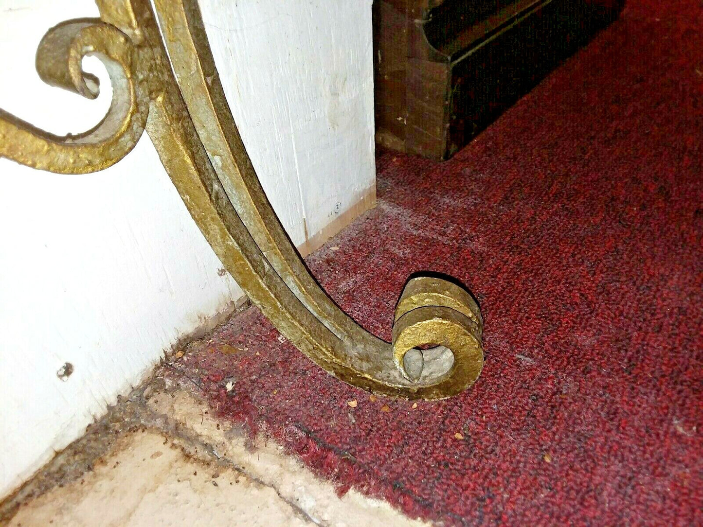 Antique Gilt Metal Console with Marble Top Entryway Italian
