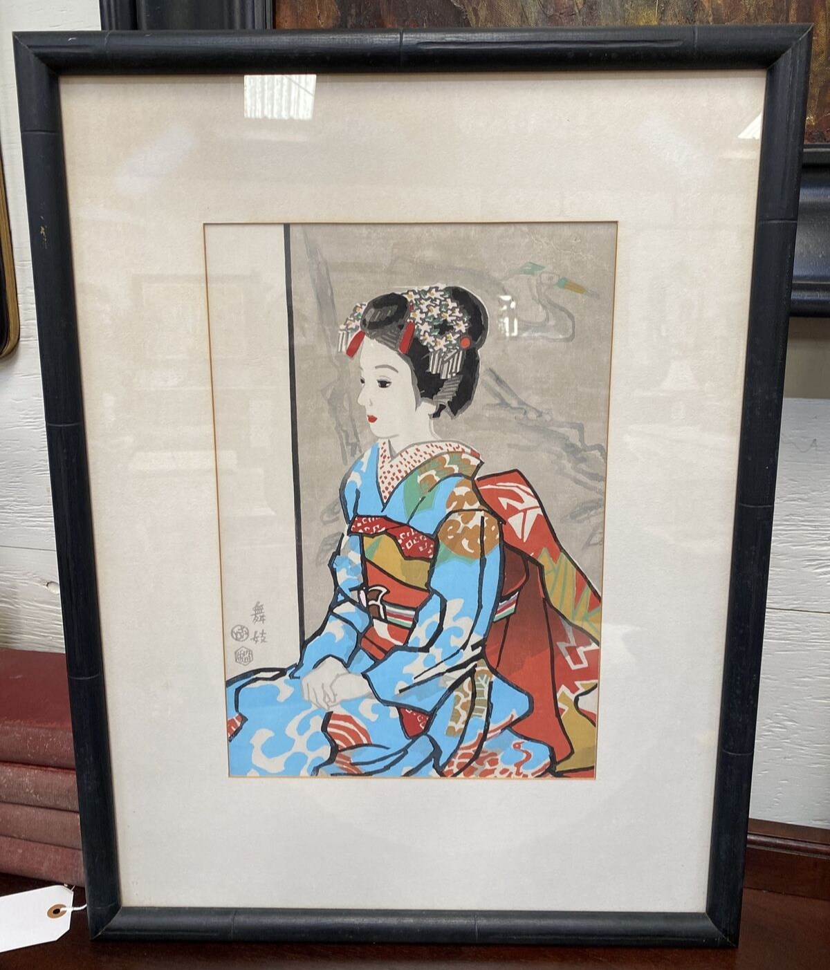 “Maiko” by Eiichi Kotozuka (1906-79) Japanese Geisha Woodblock Lithograph