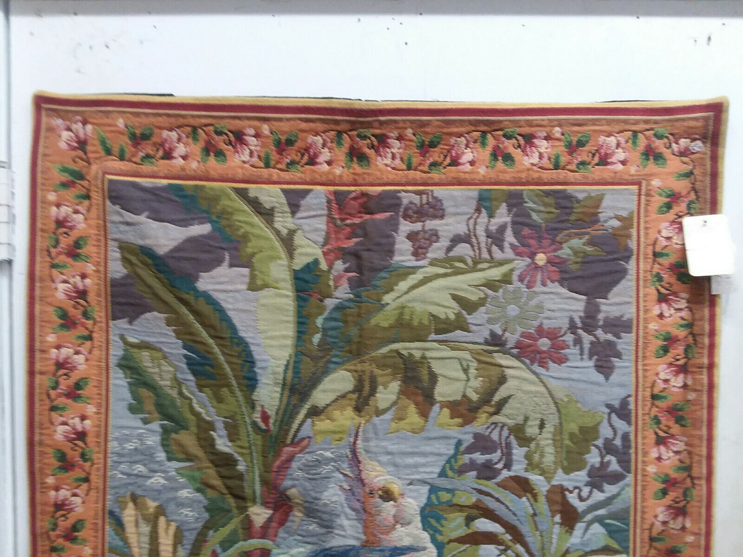 2 Parrots French Woven Tapestry Contemporary Design Wall Hanging 48.5''x30.75''