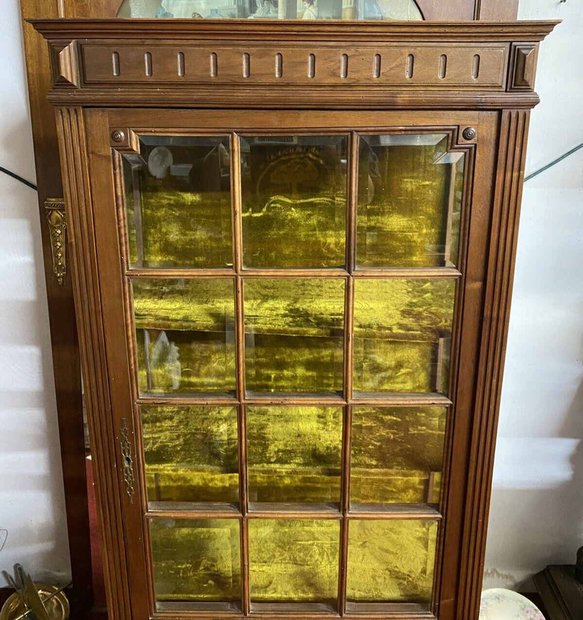 Antique French Napoleon III Walnut Vitrine Display Cabinet