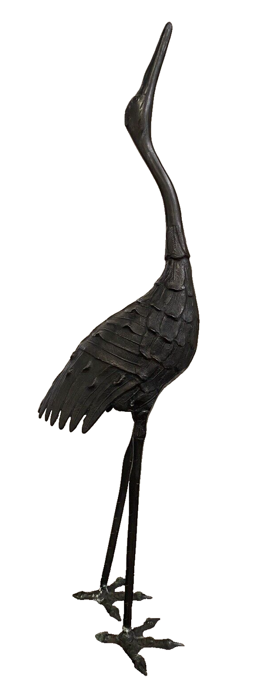 Antique Japanese Meiji Style Bronze Crane Bird Sculpture