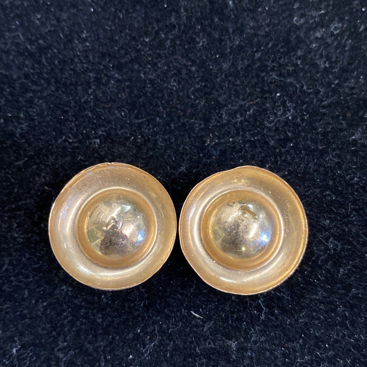 14K Stud Button Earrings w/ Black Onyx Center 4.3g CB25