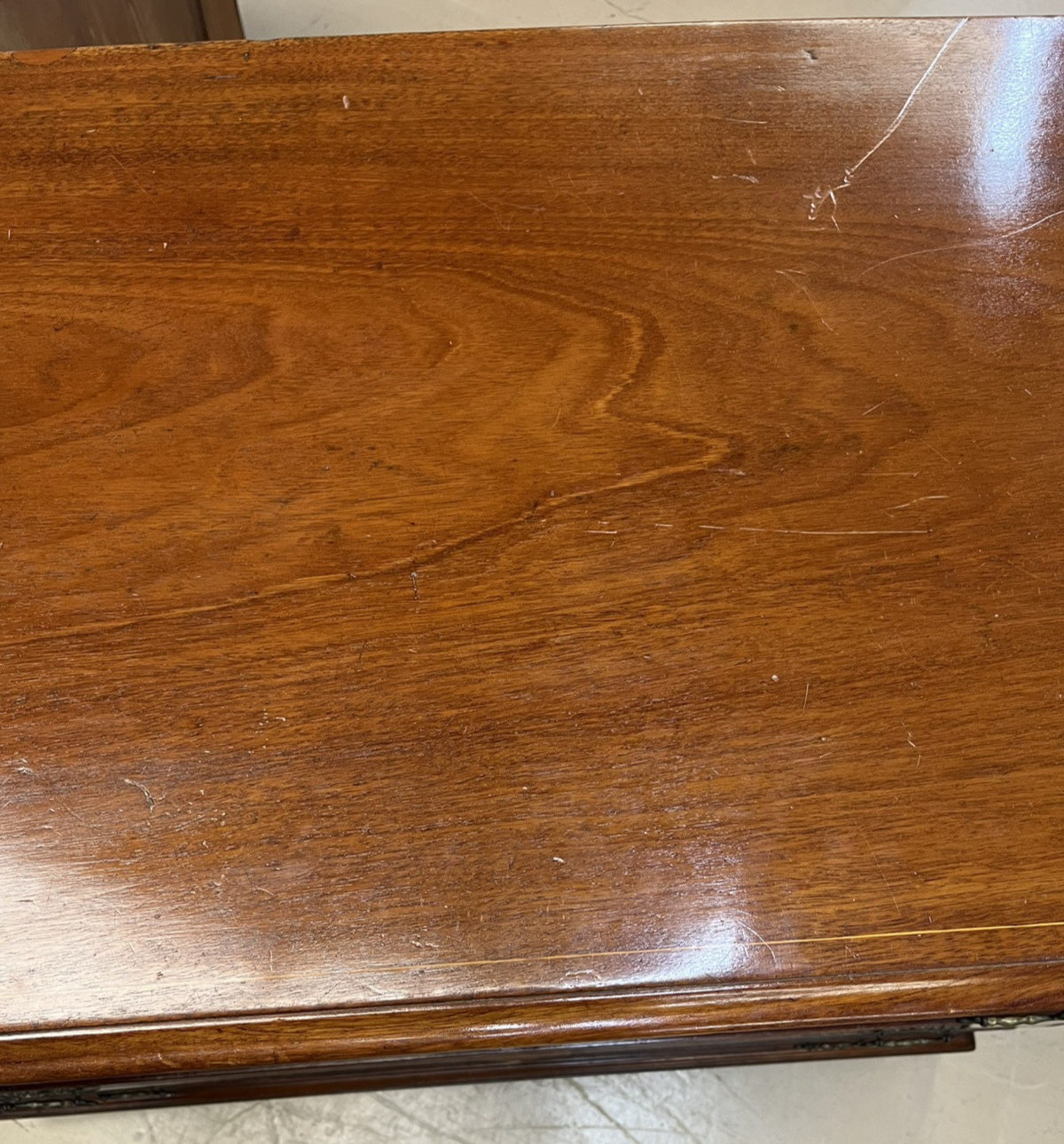 ANTIQUE ENGLISH GEORGE III INLAID MAHOGANY COMMODE CHEST OF DRAWERS