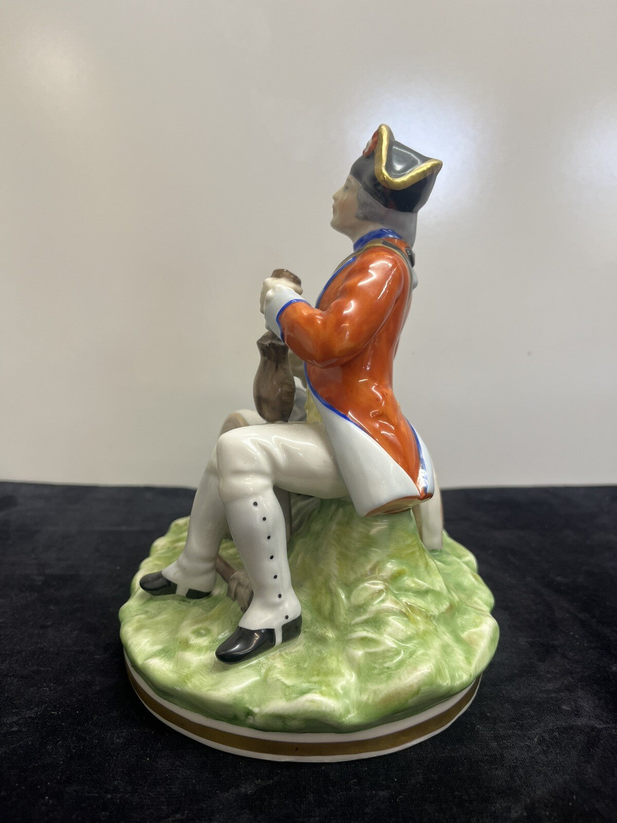 1839 Capodimonte Porcelain Soldier with Cannon 7.5" Tall