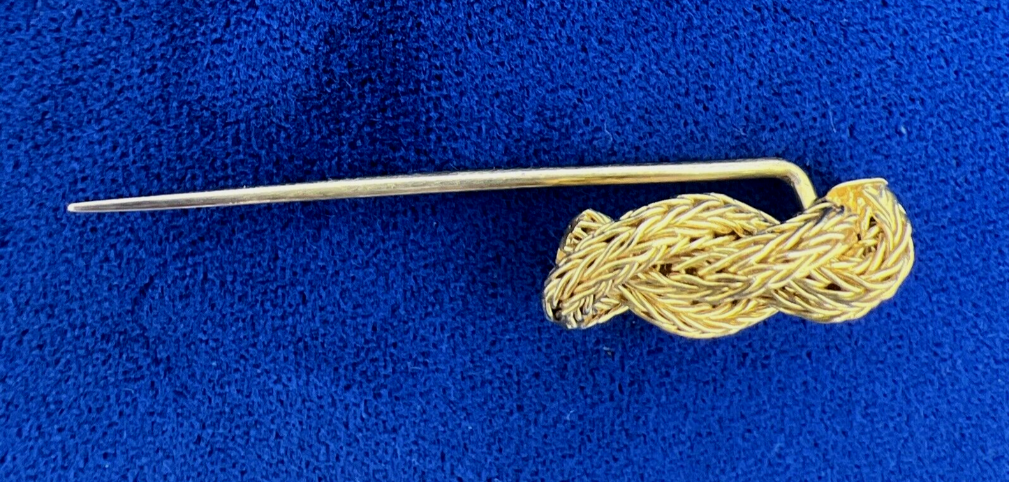 Rare Lalaounis 18k Gold Hercules Knot Stick Pin marked Greece 750, 4.14g TESTED