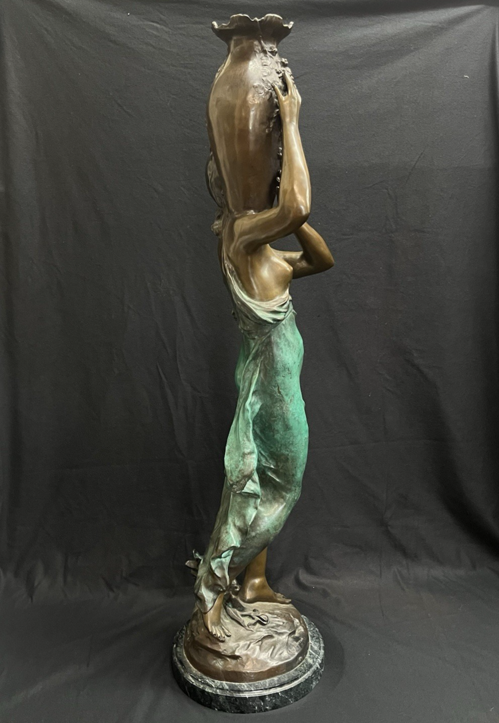 PB1 Auguste Moreau Large Bronze "Woman with Vessel" Statue w/ Marble Base 36"