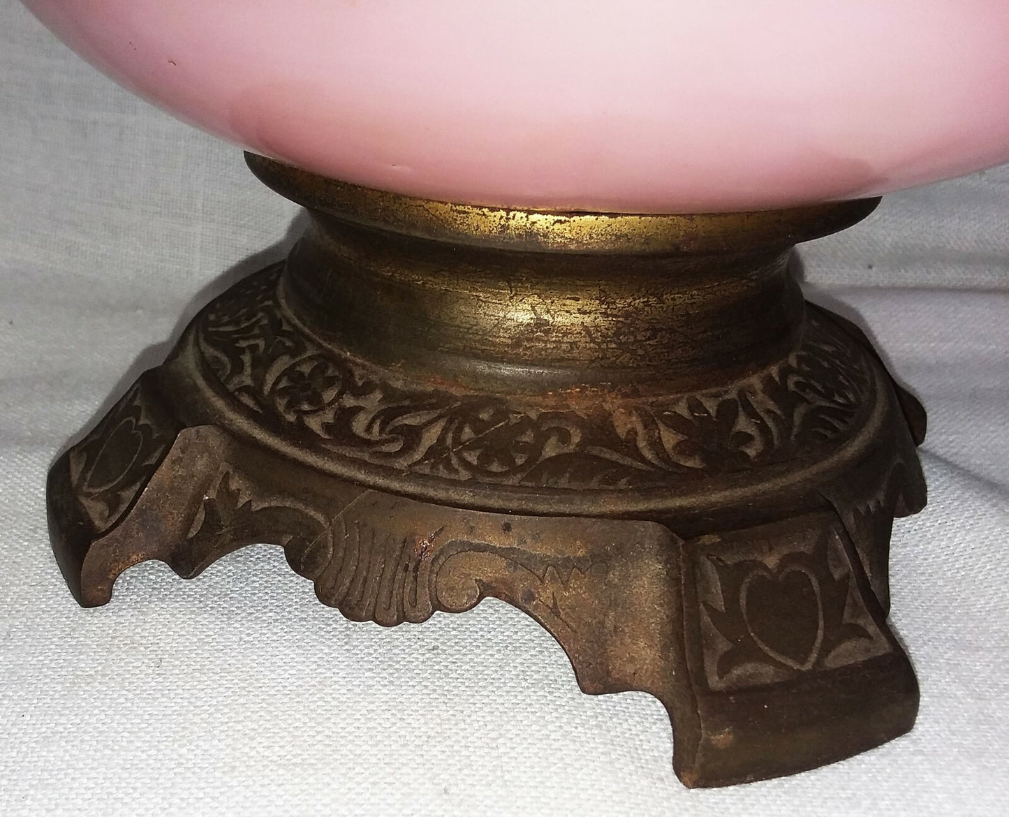 Gone with the Wind Style Antique Oil Lamp Handpainted Pink Orange Yellow Floral