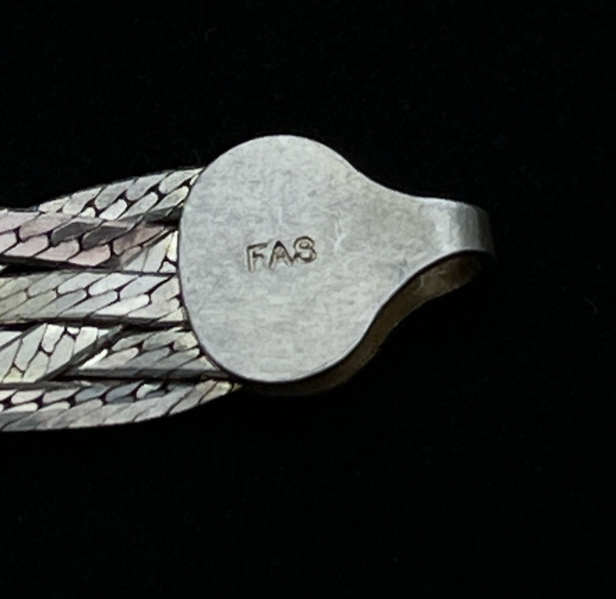 Italian FAS Sterling Silver 3-Tone Braided Herringbone Necklace & Bracelet 20 g