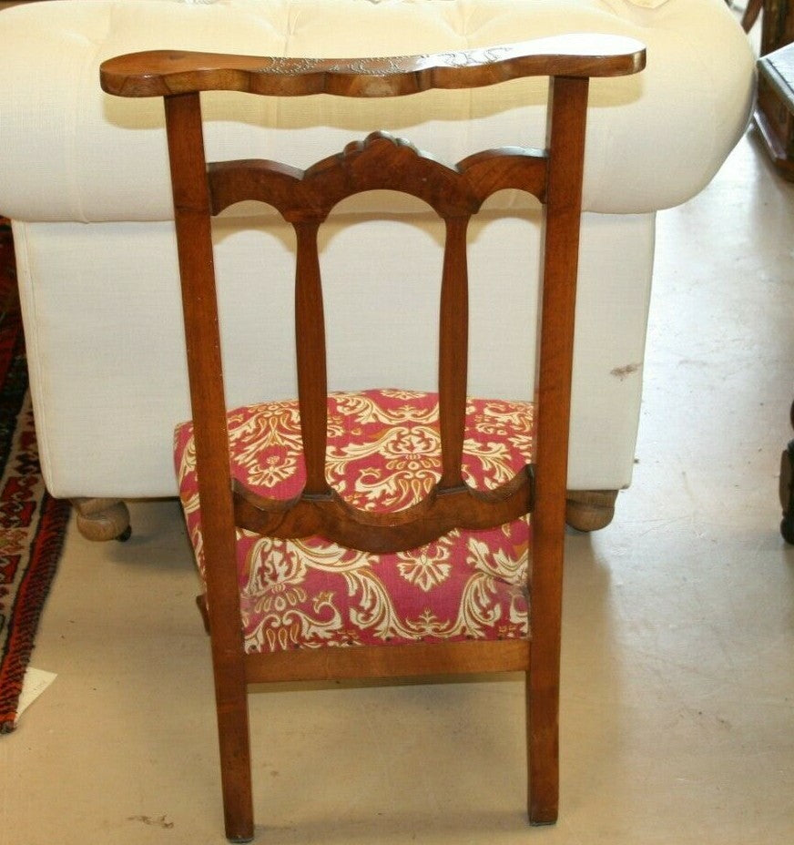 Antique French Walnut Prie Dieu  Prayer Chair Kneeler Religious Catholic  1800's