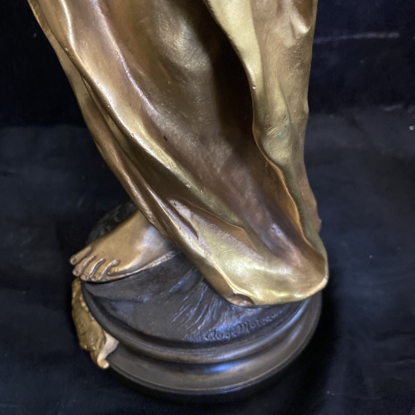 Rose De Mai Gilt Bronze Statue Rose of May Merchant Woman 20 1/4" MH