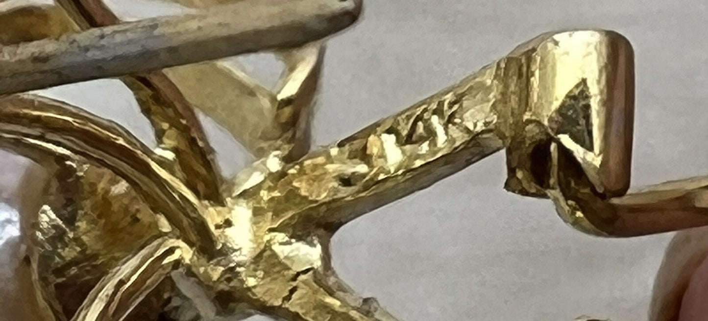 14K Gold Pearl & Diamond Pendant 3.45 g MSRP $1600