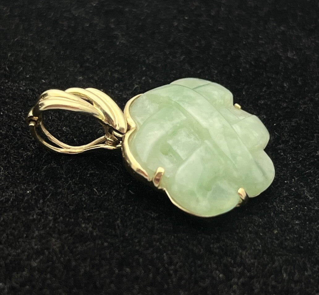 Estate 14K Yellow Gold Jade Weave Endless Infinity Knot Pendant 5.4g Hinged Bail