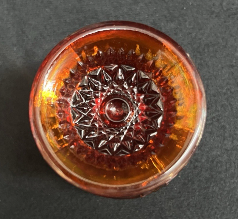 Vintage Imperial Glass Sunset Ruby Carnival Glass Egg Cup/Toothpick Cup 2 5/8"