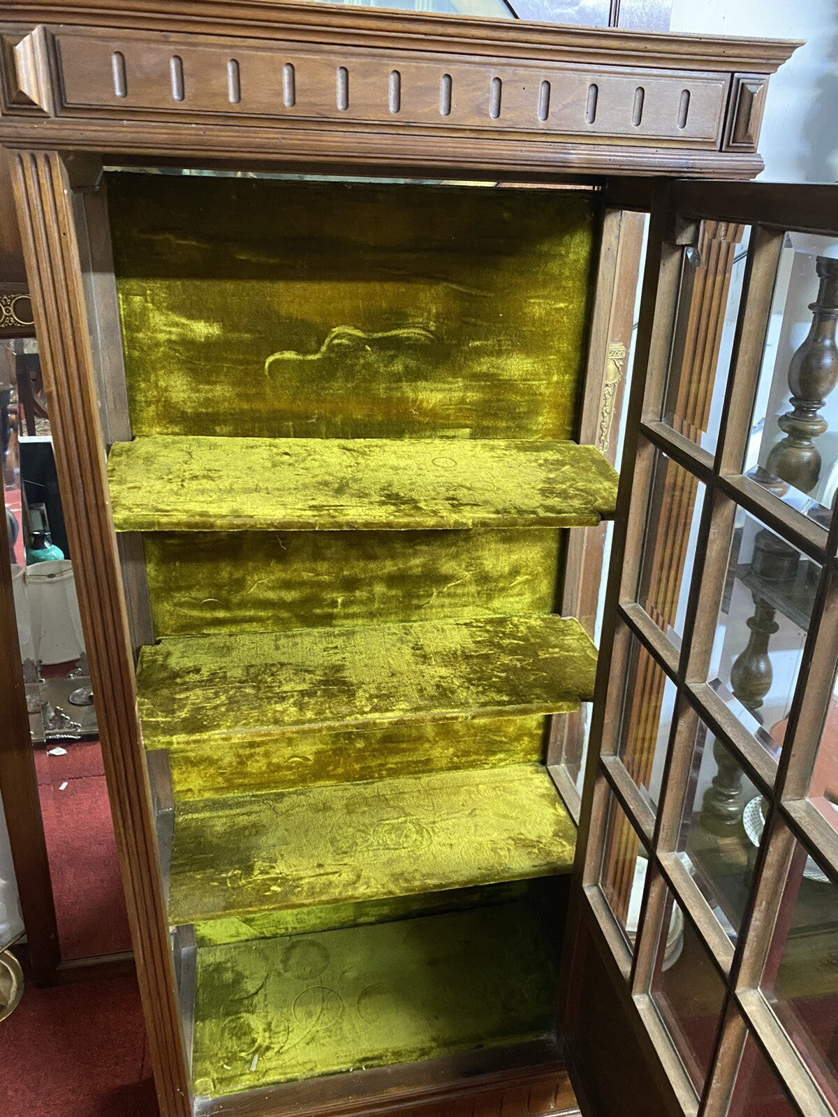 Antique French Napoleon III Walnut Vitrine Display Cabinet