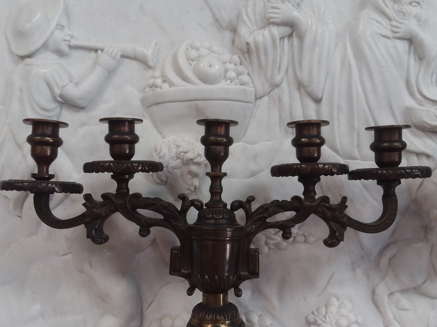 Pair Antique Bronze 5 light Candlesticks H 20" x W 18.5" Tripod Base Beautiful