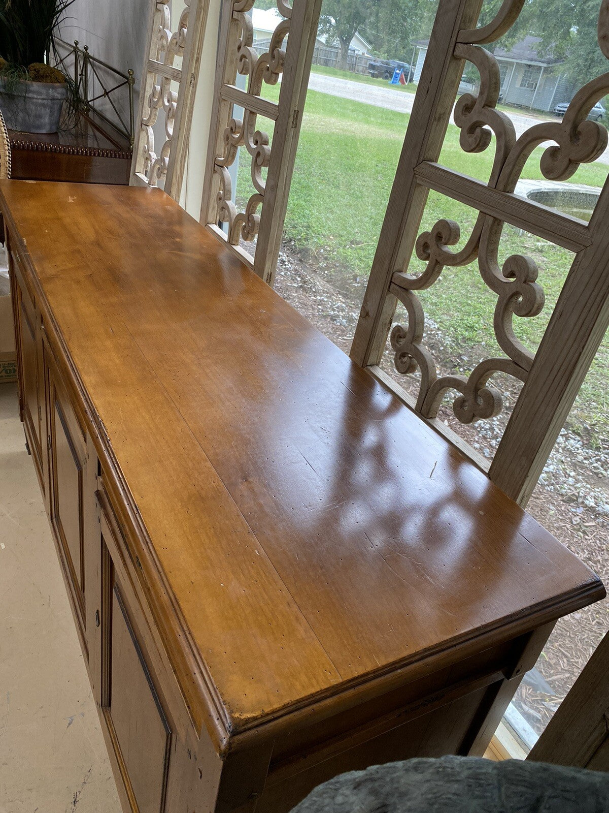 FRENCH LOUIS XVI STYLE SOLID FRUITWOOD SIDEBOARD BUFFET SERVER 76" x 21"
