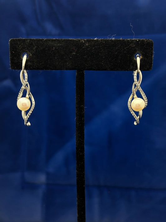 Cultured Pearl Earrings Lab-Created Sapphires Sterling Silver 925 Kay Jewelers