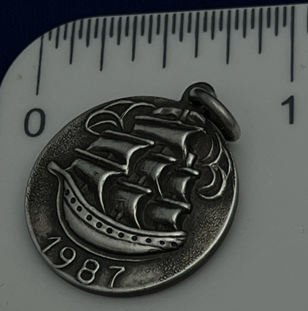 1987 Ilias Lalaounis Sterling Silver Sailing Ship Pendant w/ Original Box  6.2g