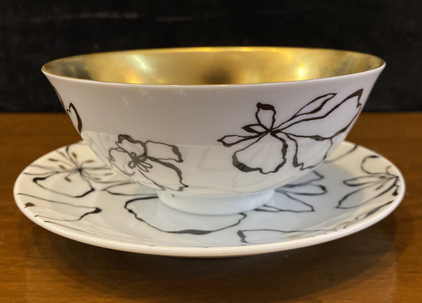 6pc Bernardaud “Or Noir” Place Setting Dinner, Salad, BB, C/S, gold bowl BH305