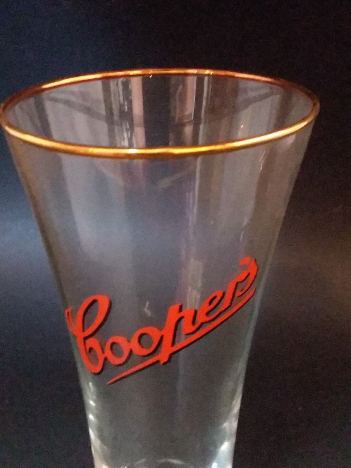 Cooper's Beer Glass - w/certificate from Gold rim 7''