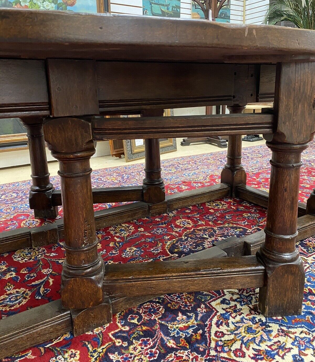 ANTIQUE 19th CENTURY ENGLISH OAK OVAL GATE LEG DROP LEAF DINING TABLE