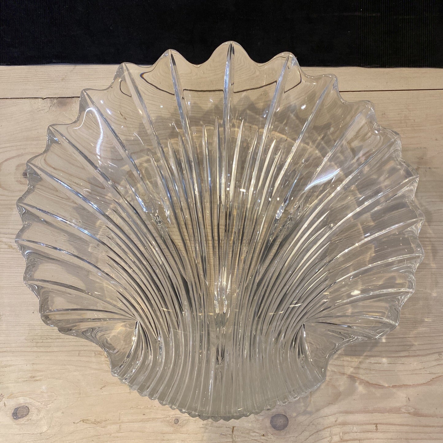 13 3/4" CJR Riedel Scallop Shell Shaped Clear Serving Display Bowl