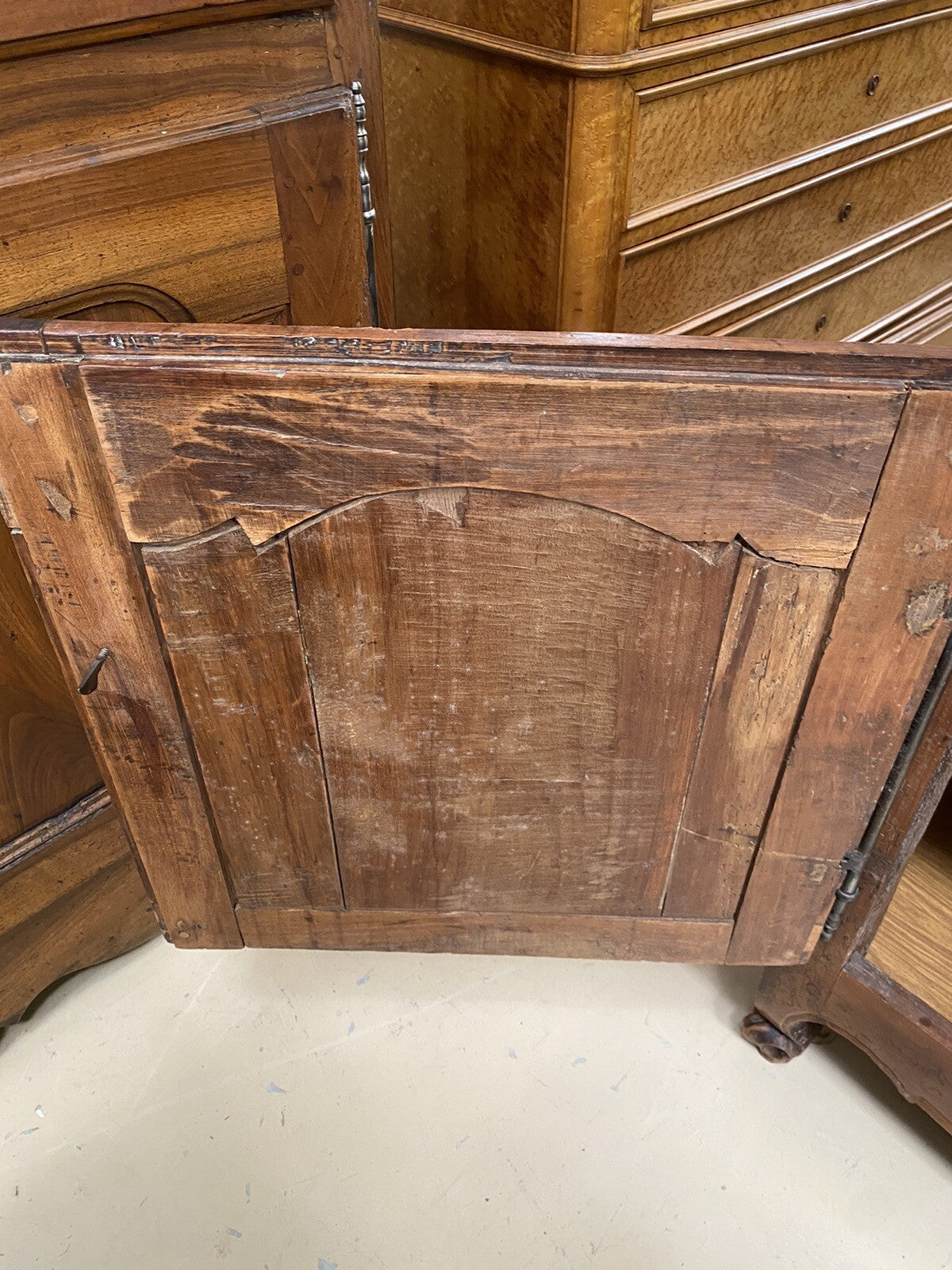 Antique French Farmhouse Louis XV Carved Cherry Chest Sideboard Commode 19C A6