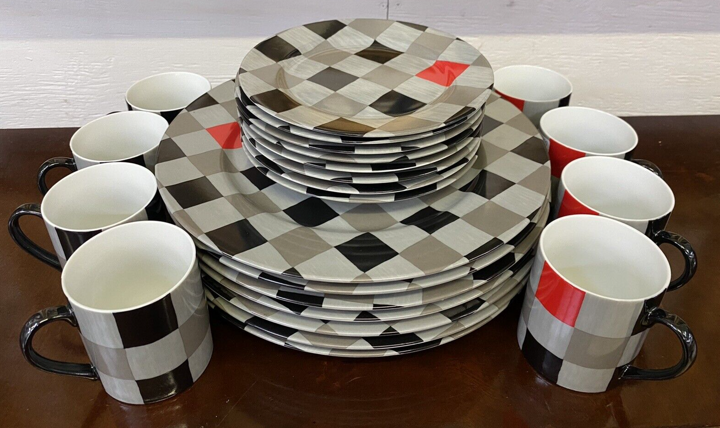 23pc Taitu Mosaico 1984 Emilio Bergamin Italy Cups & Plates