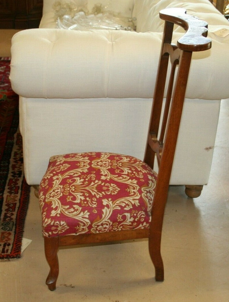 Antique French Walnut Prie Dieu  Prayer Chair Kneeler Religious Catholic  1800's