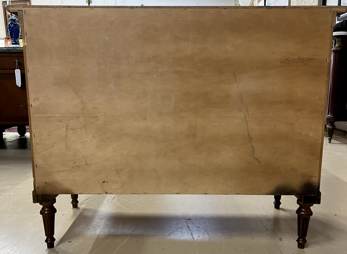 French Louis XVI Cherry Three Drawer Chest Of Drawers Brass Ormolu Pulls 43”