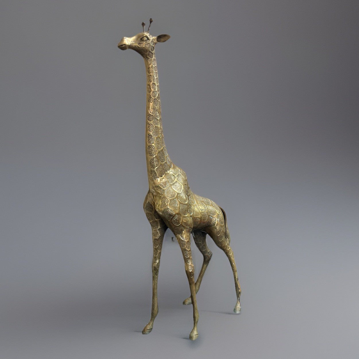 Mid Century Textured Polished Brass Giraffe Sculpture/Statue 49.5"