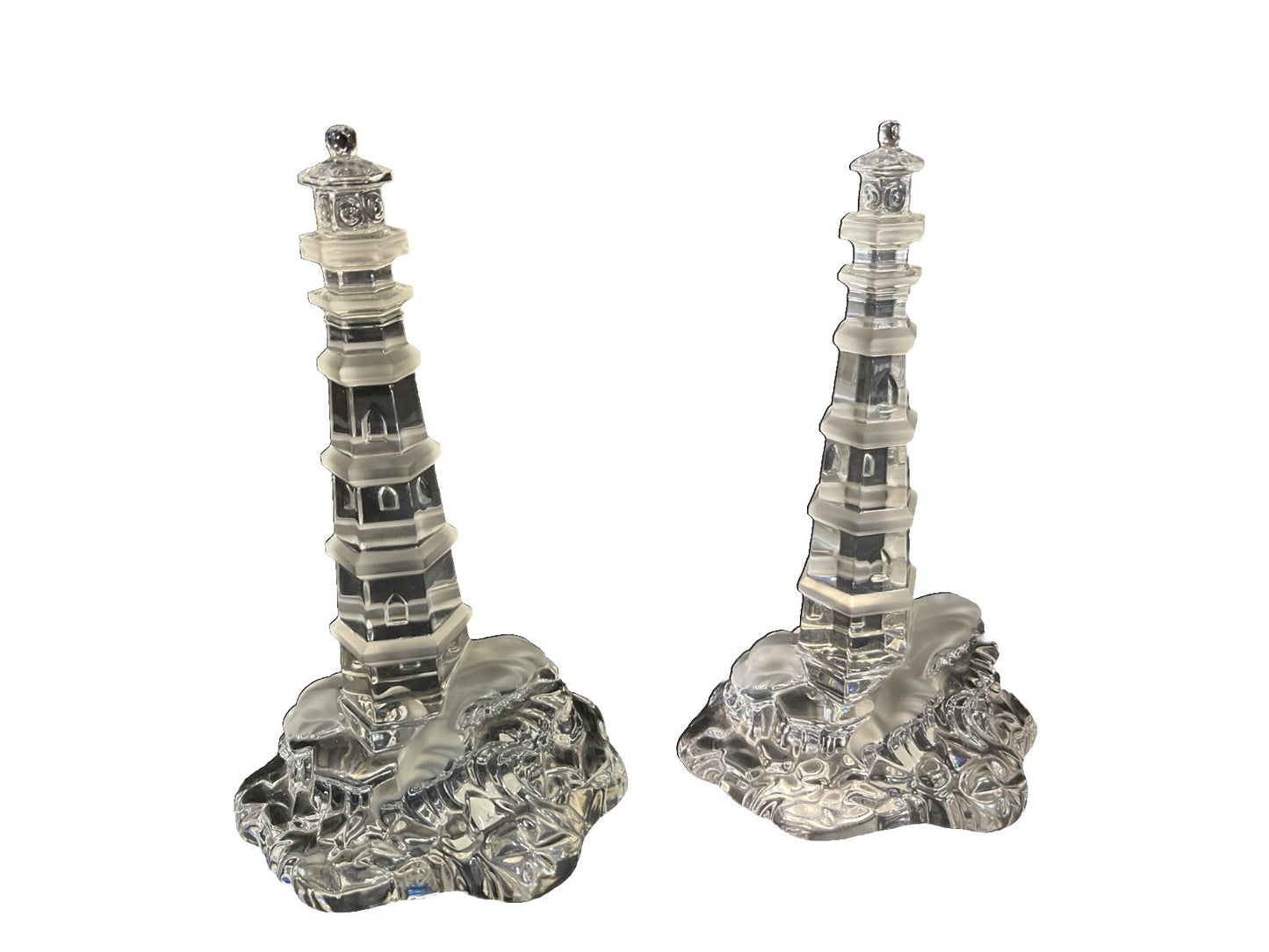 Pair of Lenox Light at Crystal Point Lighthouses 8" Height Pagoda Germany