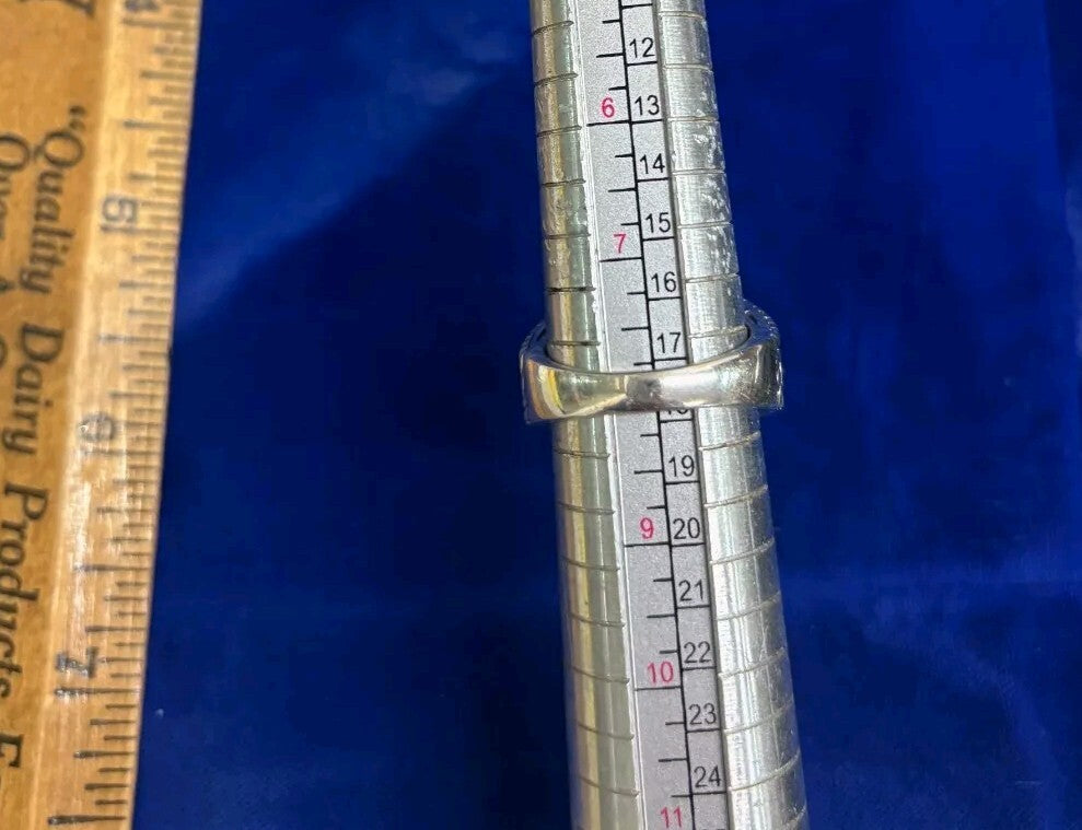 Sterling Silver 925 Black Onyx Geometric Pattern Ring Sz 8 8.2g     Thailand