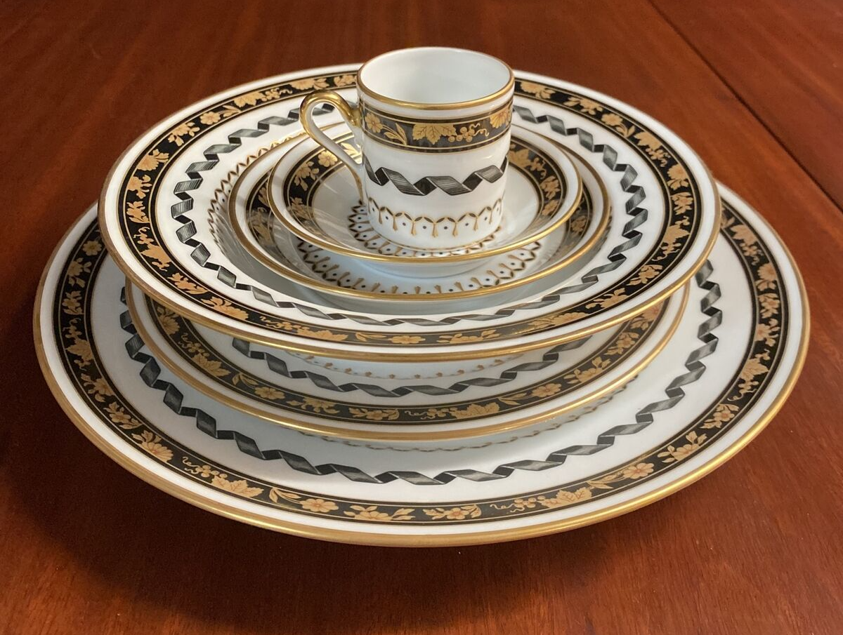 Richard Ginori Pincio Blak Black Place Setting Dish Set Of 6