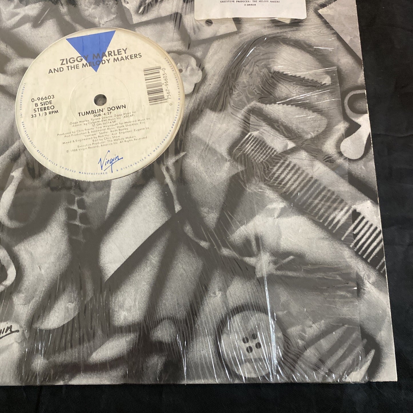 ZIGGY MARLEY 12" Tumblin' Down Virgin 0-96603 Shrink Hype Sticker - EX/VG+