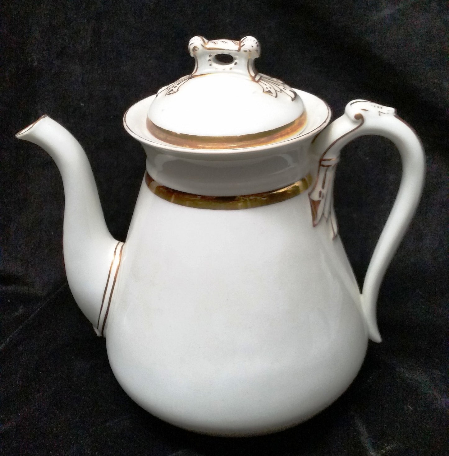 Early Charles Field  Haviland Coffee Pot-White/Gold Shape-1880's CFH/GDM