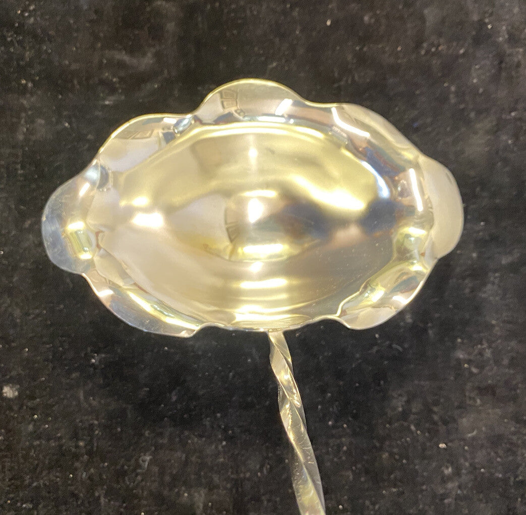 Rare Antique Rococo Twisted Handle Undulating Bowl Silverplated "17" Punch Ladle