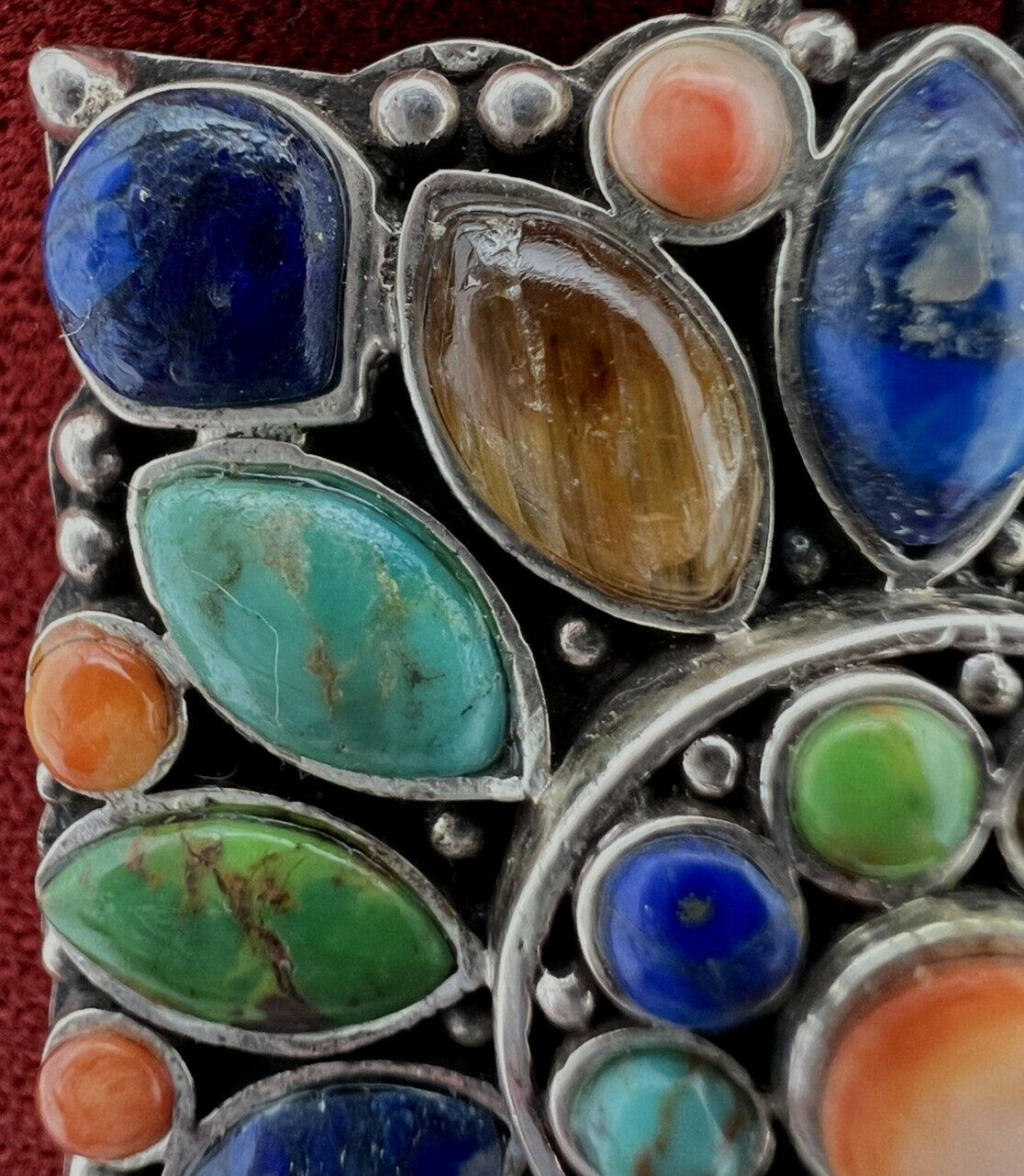 Multi Stone Blossom Pendant 925 SS Lapis Lazuli, Coral , Turquoise, Don Lucas