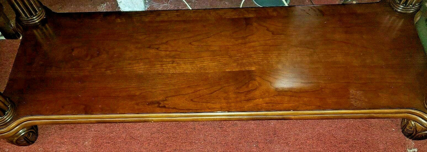 Mahogany Tiered Console Entryway Sofa Couch Table Fluted Columns