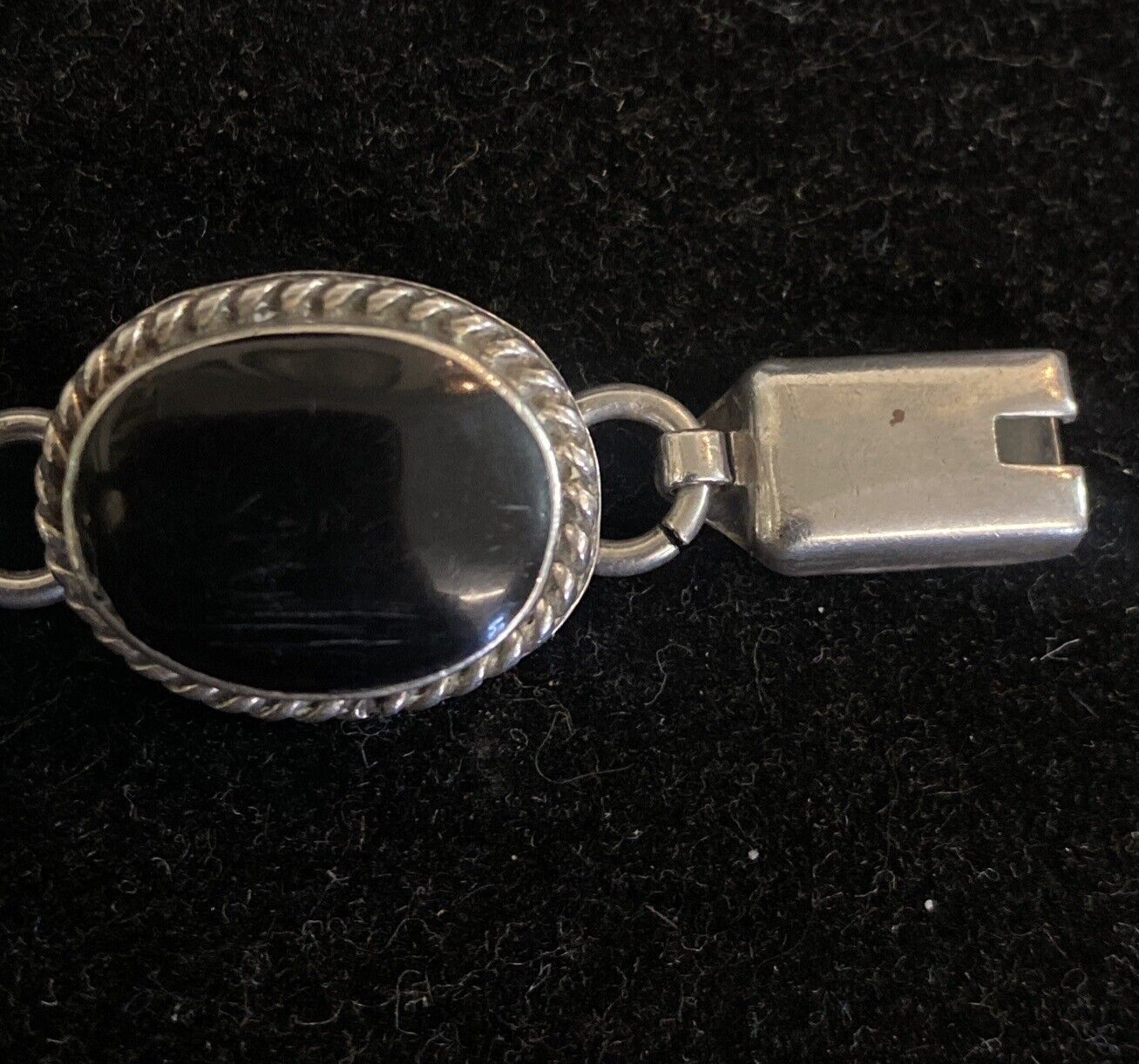 Mexican Sterling 7 Oval Links Gemstone Bracelet 7.5"  turqouise, coral 44.8g