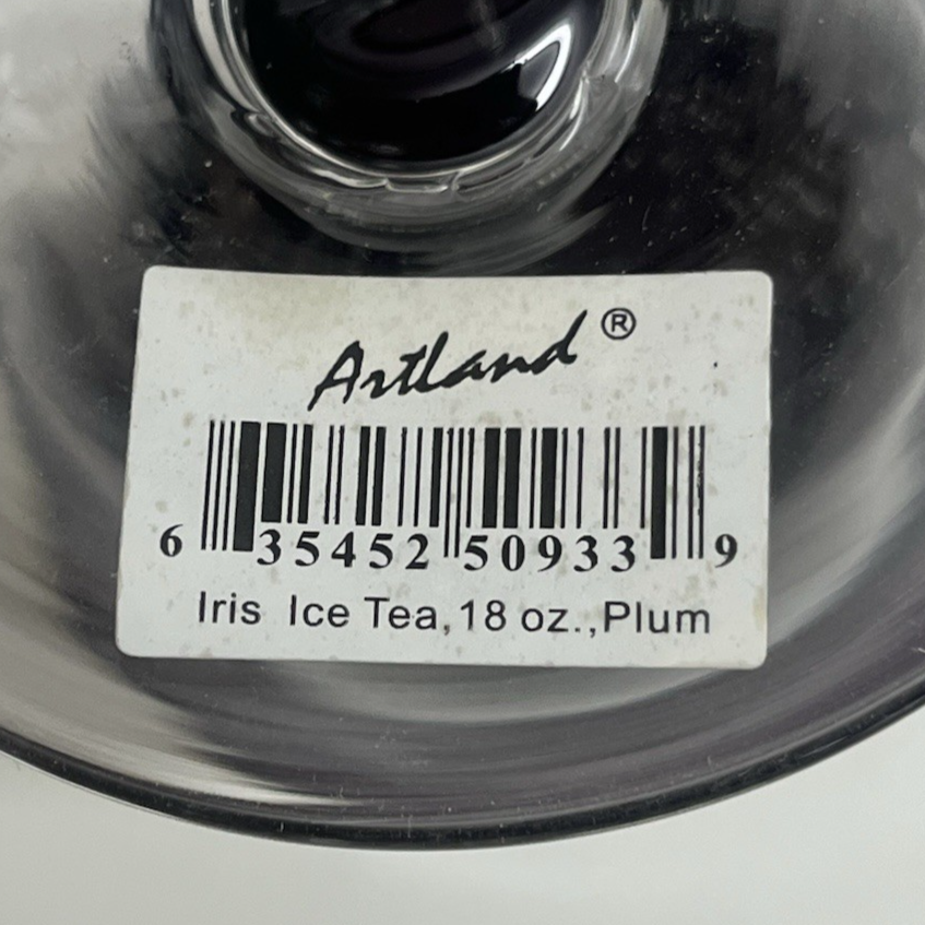 Set of 3 Artland Blown Glass Iris Plum Footed 18oz Ice Tea Glasses w/ Tags 7.5"