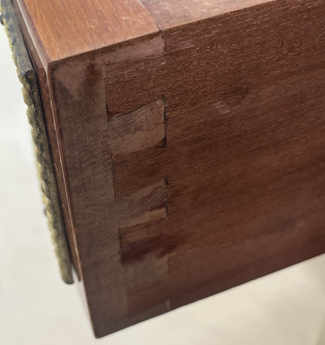 FRENCH LOUIS XVI MARBLE-TOP LACQUERED MARQUETRY DEMILUNE ENFILADE SIDEBOARD 105"