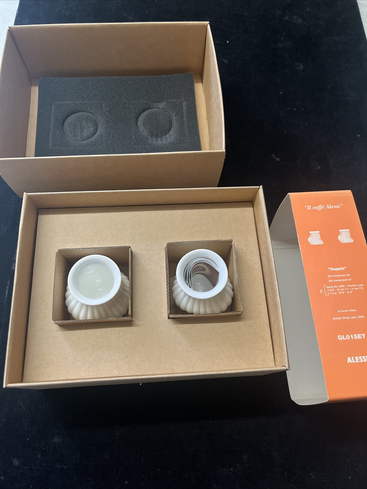 Oficina Alessi Cafe Supple Set 2 ESPRESSO MOCHA CUPS Greg Lynn GL01SET H37