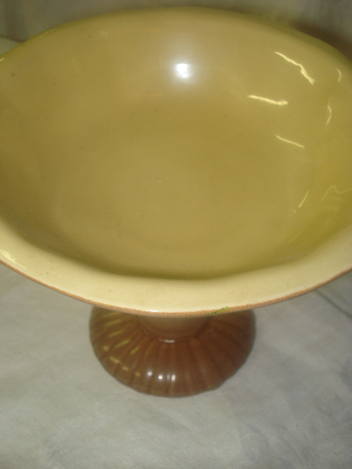 Red Wing Pottery Footed Compote 6.5 inches M5008 Yellow Bowl Brown Pedestal