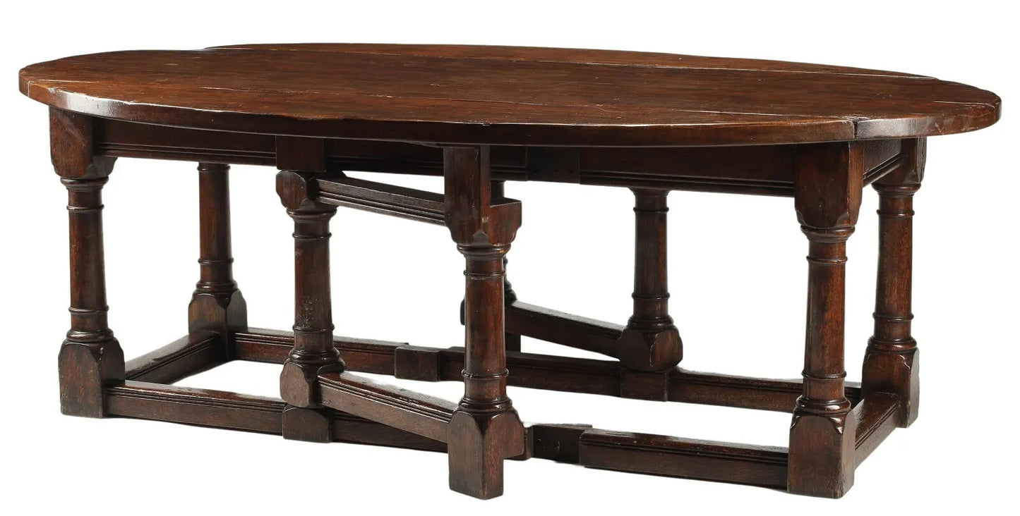 ANTIQUE 19th CENTURY ENGLISH OAK OVAL GATE LEG DROP LEAF DINING TABLE